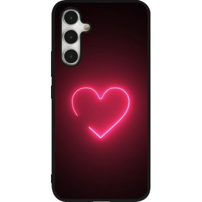 Coque Samsung Galaxy A54 5G - Silicone rigide noir Valentine 2023 single neon heart