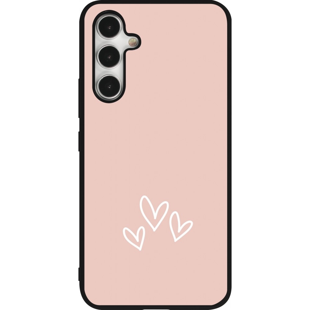 Coque Samsung Galaxy A54 5G - Silicone rigide noir Valentine 2023 three minimalist hearts