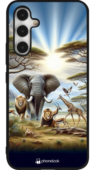 Coque Samsung Galaxy A54 5G - Silicone rigide noir Vie sauvage africaine