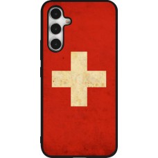 Coque Samsung Galaxy A54 5G - Silicone rigide noir Vintage Flag SWISS