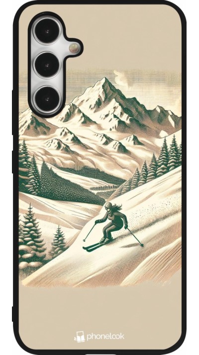 Coque Samsung Galaxy A54 5G - Silicone rigide noir Vintage Ski Mountain