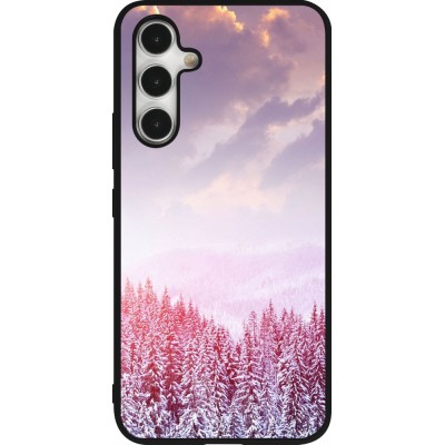 Coque Samsung Galaxy A54 5G - Silicone rigide noir Winter 22 Pink Forest