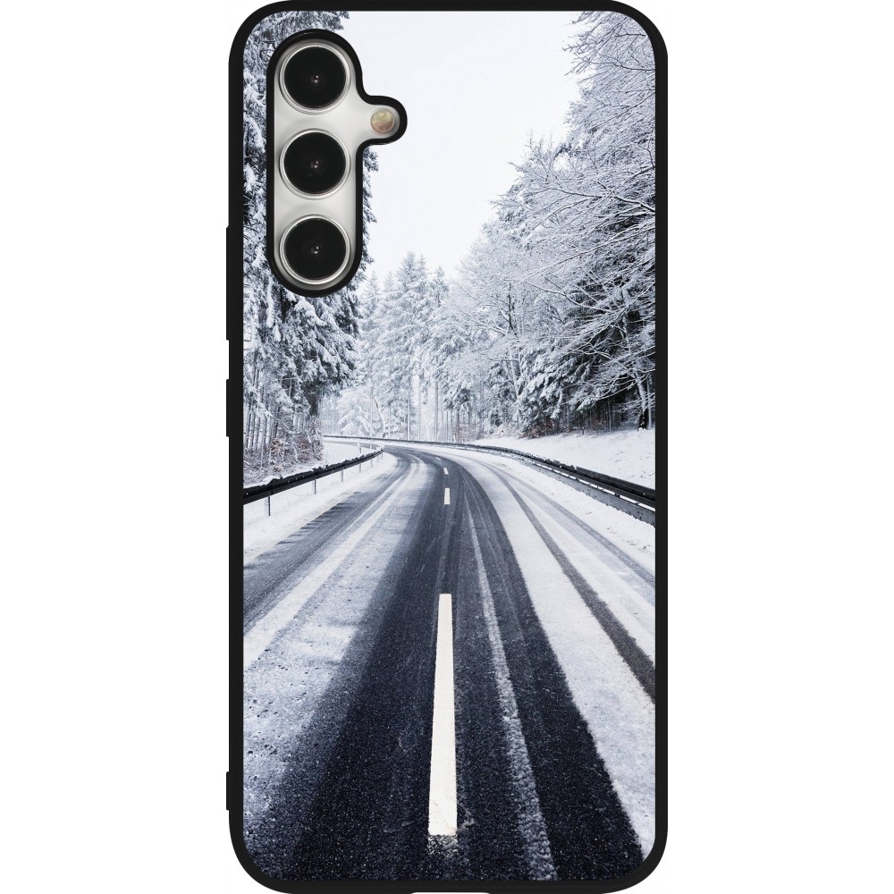 Coque Samsung Galaxy A54 5G - Silicone rigide noir Winter 22 Snowy Road