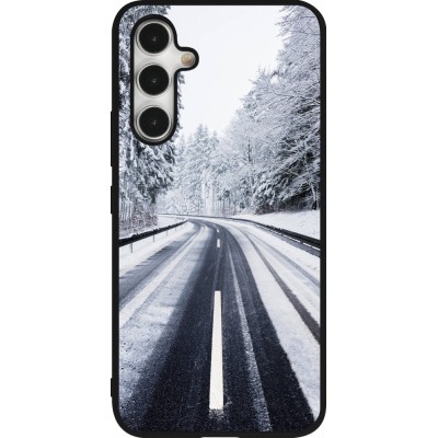 Coque Samsung Galaxy A54 5G - Silicone rigide noir Winter 22 Snowy Road