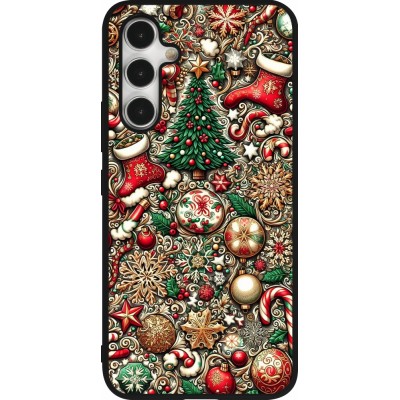 Coque Samsung Galaxy A54 5G - Silicone rigide noir Noël 2023 micro pattern