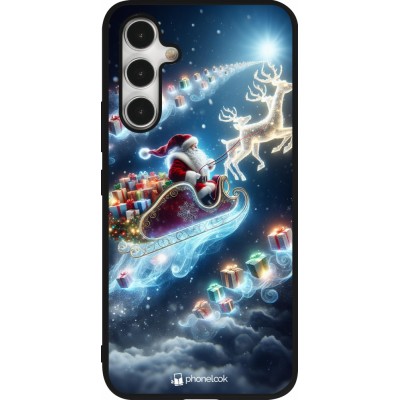 Coque Samsung Galaxy A54 5G - Silicone rigide noir Noël 2023 Père Noël enchanté