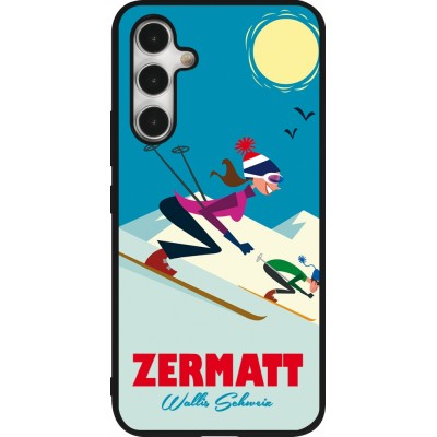 Coque Samsung Galaxy A54 5G - Silicone rigide noir Zermatt Ski Downhill