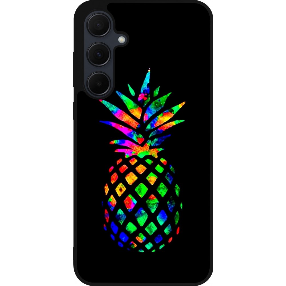 Samsung Galaxy A55 5G Case Hülle - Silikon schwarz Ananas Multi-colors