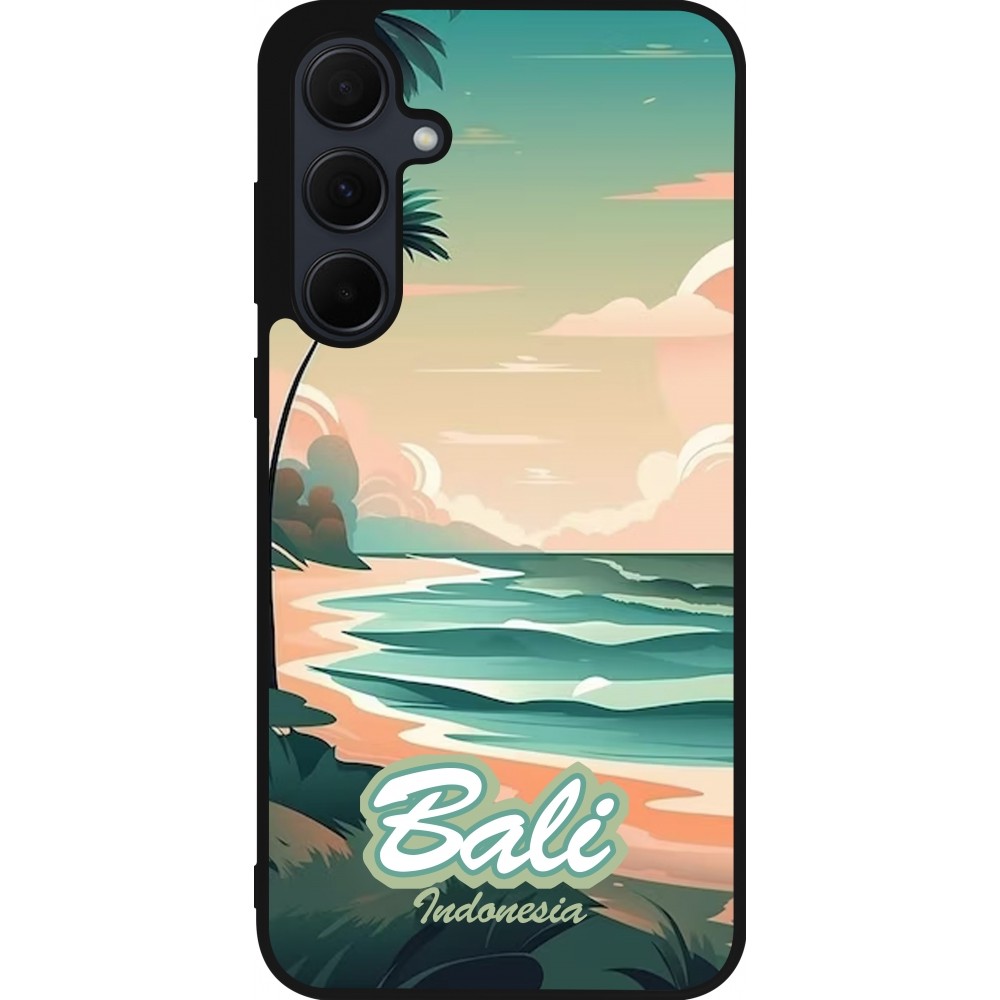 Samsung Galaxy A55 5G Case Hülle - Silikon schwarz Bali Landscape