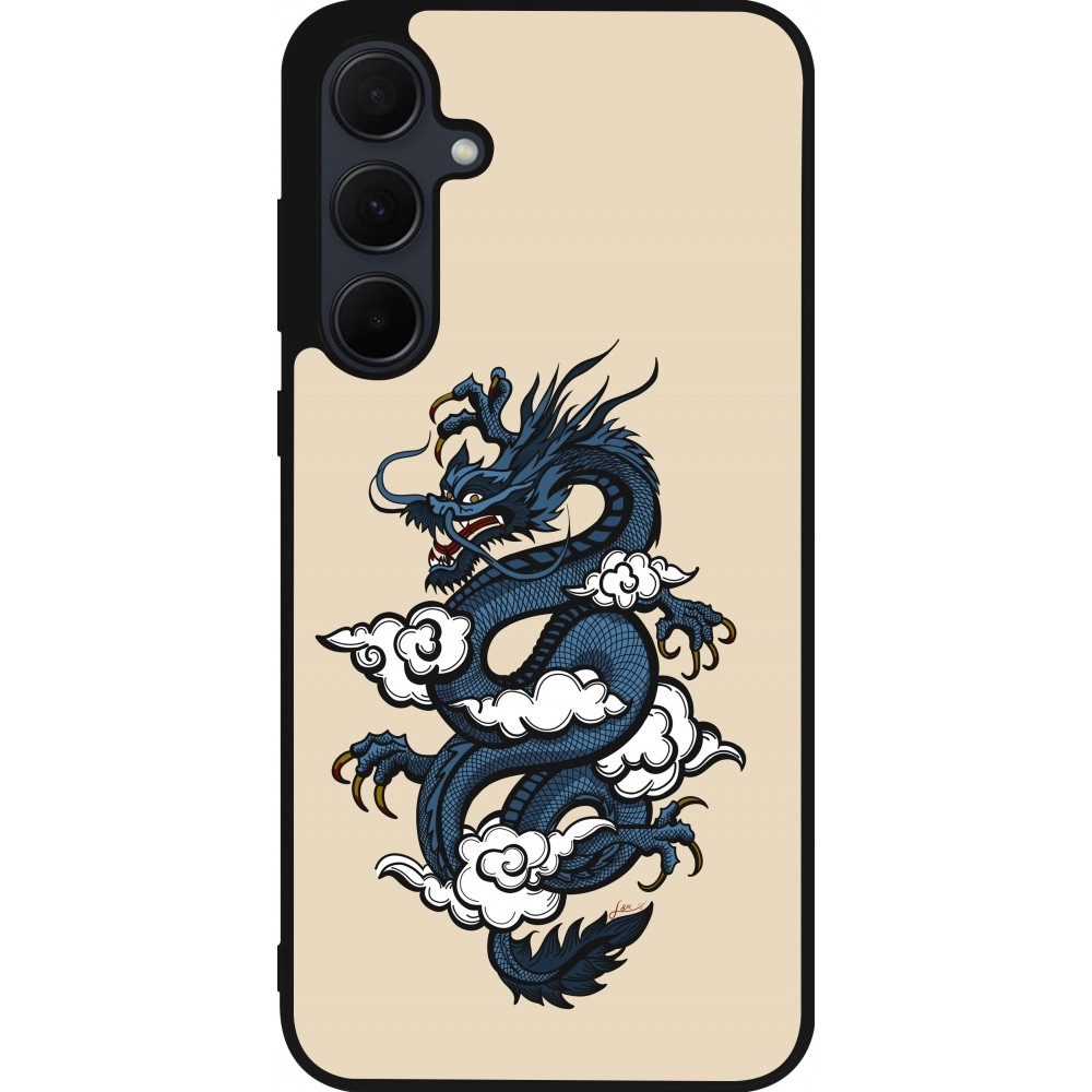 Coque Samsung Galaxy A55 5G - Silicone rigide noir Blue Dragon Tattoo