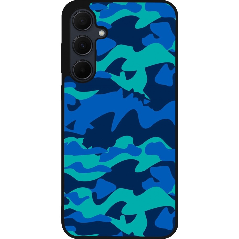 Samsung Galaxy A55 5G Case Hülle - Silikon schwarz Camo Blue