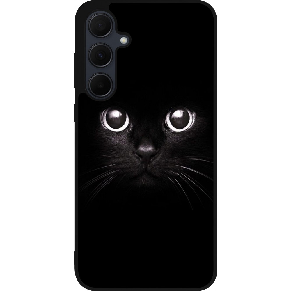 Coque Samsung Galaxy A55 5G - Silicone rigide noir Cat eyes