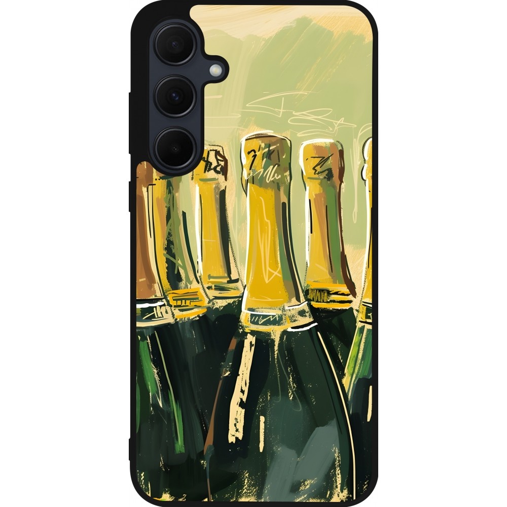 Samsung Galaxy A55 5G Case Hülle - Silikon schwarz Champagne Malerei