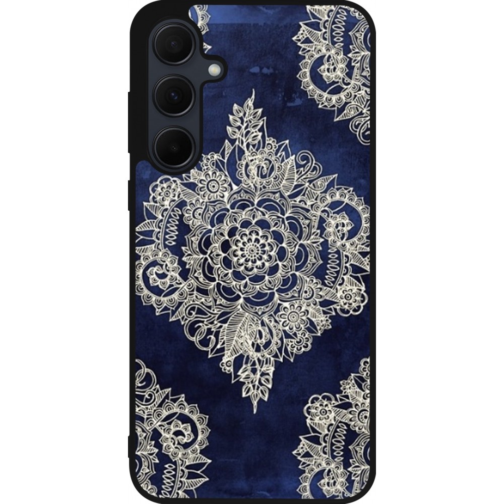 Coque Samsung Galaxy A55 5G - Silicone rigide noir Cream Flower Moroccan