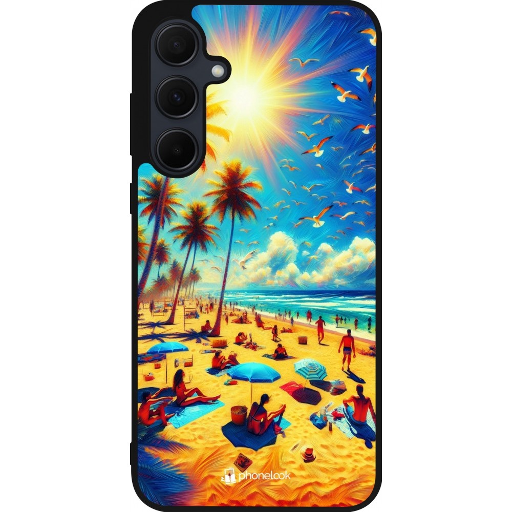 Samsung Galaxy A55 5G Case Hülle - Silikon schwarz Sommer Paradies Farbe