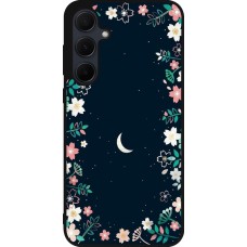 Coque Samsung Galaxy A55 5G - Silicone rigide noir Flowers space