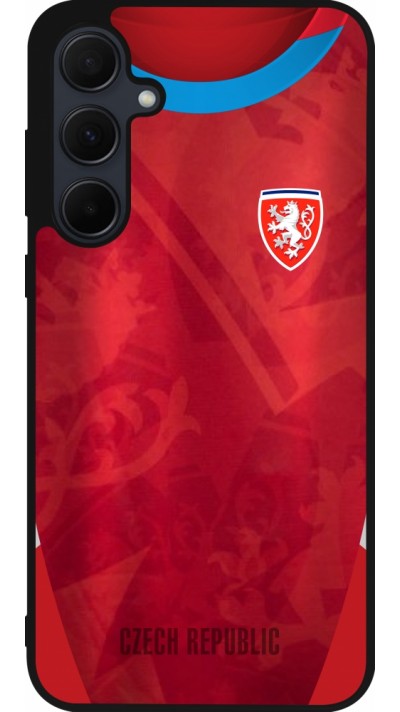 Coque Samsung Galaxy A55 5G - Silicone rigide noir Maillot de football République Tchèque personnalisable