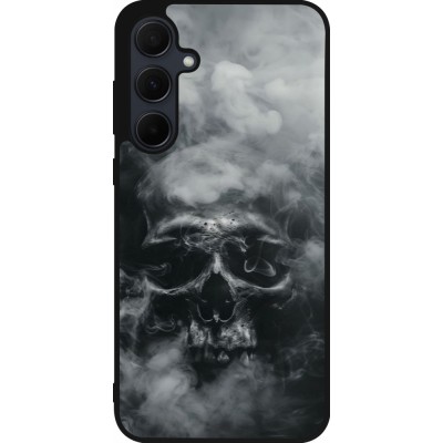 Coque Samsung Galaxy A55 5G - Silicone rigide noir Halloween 2024 smoky skull