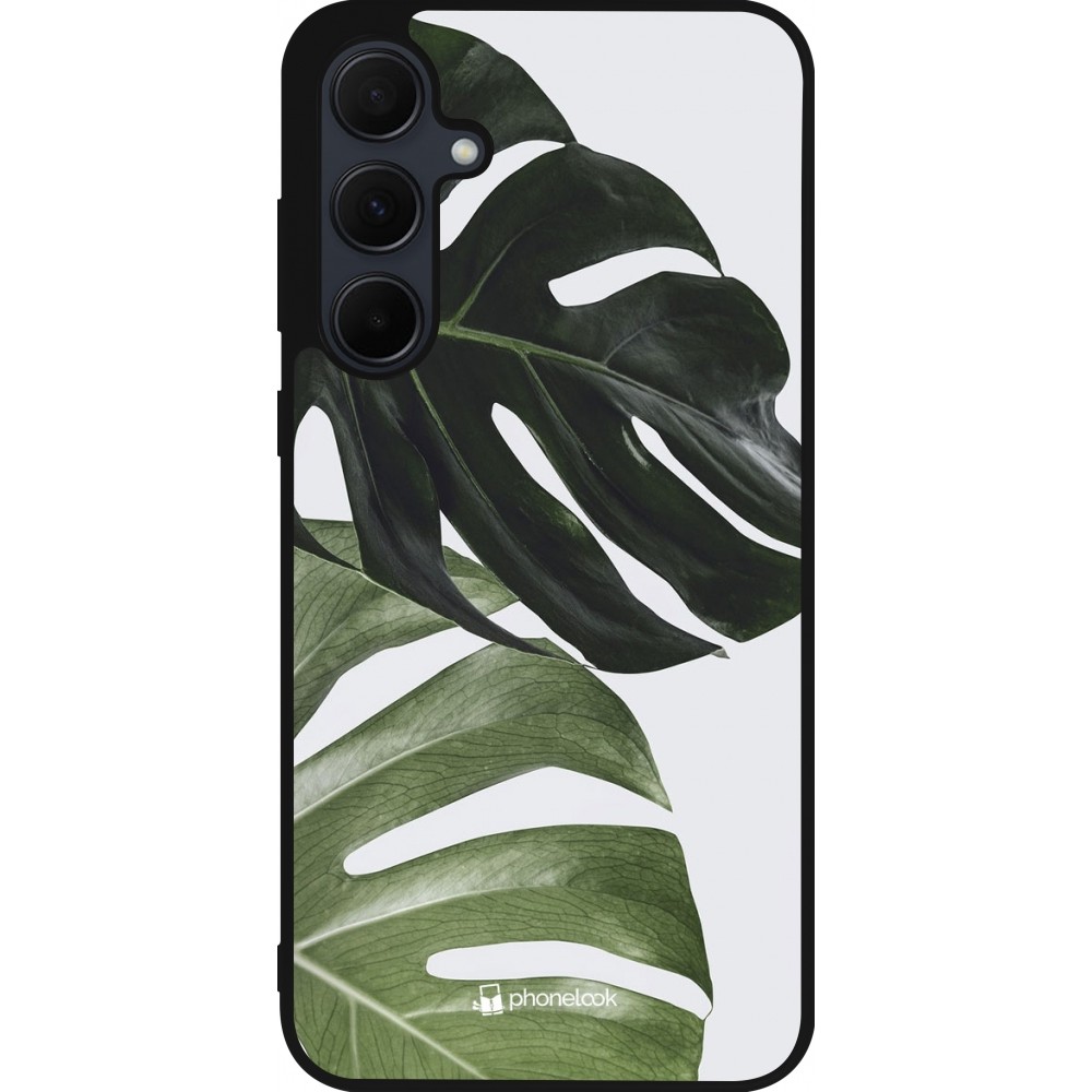 Samsung Galaxy A55 5G Case Hülle - Silikon schwarz Monstera Plant