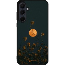 Coque Samsung Galaxy A55 5G - Silicone rigide noir Moon Flowers