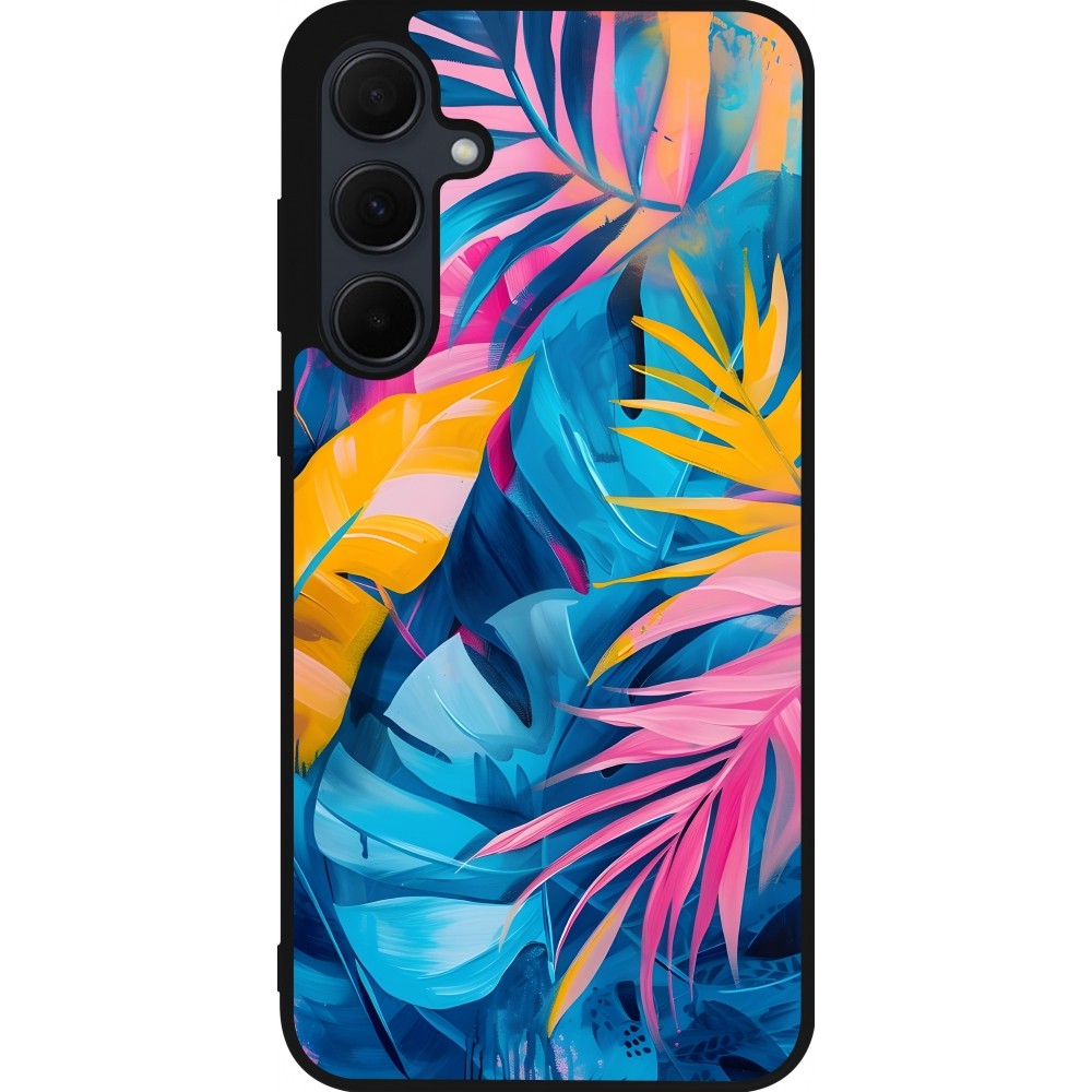 Coque Samsung Galaxy A55 5G - Silicone rigide noir Palms Blue