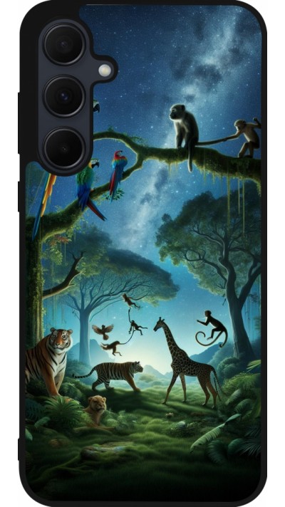 Samsung Galaxy A55 5G Case Hülle - Silikon schwarz Paradies der exotischen Tiere