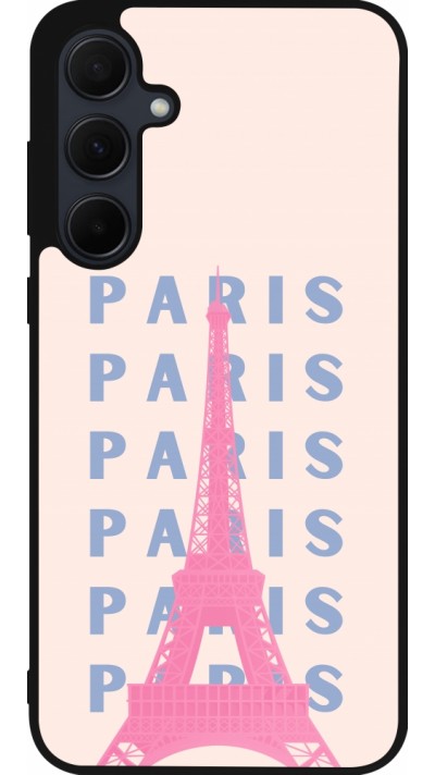 Samsung Galaxy A55 5G Case Hülle - Silikon schwarz Paris Pink Print