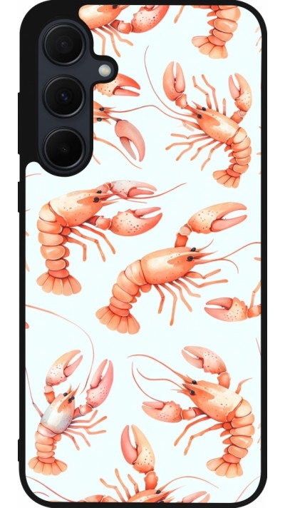 Coque Samsung Galaxy A55 5G - Silicone rigide noir Pattern de homards pastels