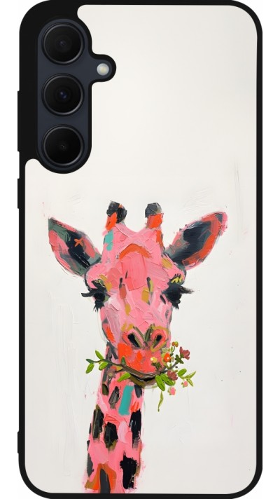 Coque Samsung Galaxy A55 5G - Silicone rigide noir Pink Girafe Paint