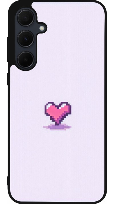 Coque Samsung Galaxy A55 5G - Silicone rigide noir Pixel Coeur Violet Clair