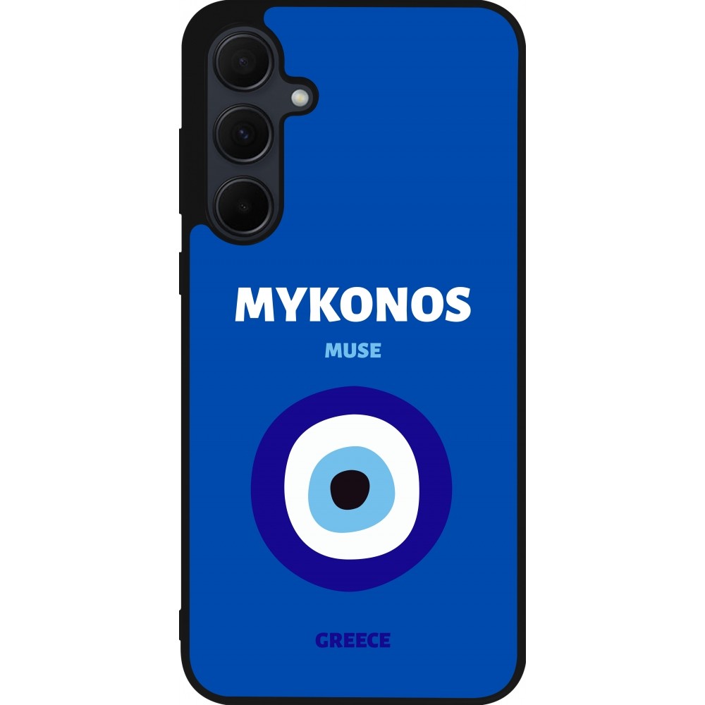 Coque Samsung Galaxy A55 5G - Silicone rigide noir Pop Summer Destination Mykonos