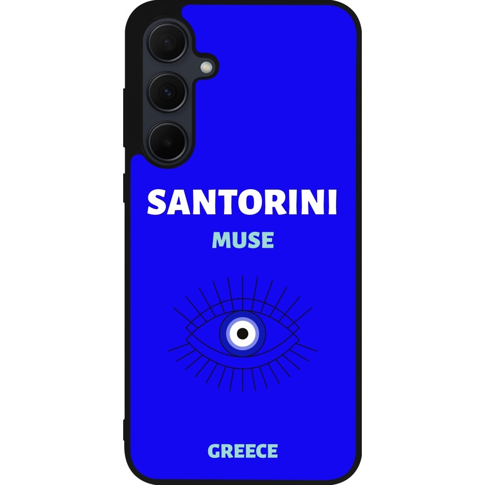 Samsung Galaxy A55 5G Case Hülle - Silikon schwarz Pop Summer Destination Santorini