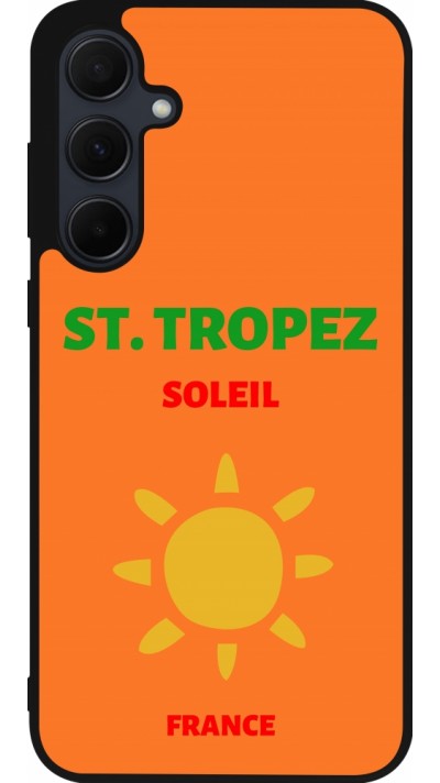 Coque Samsung Galaxy A55 5G - Silicone rigide noir Pop Summer Destination St-Tropez