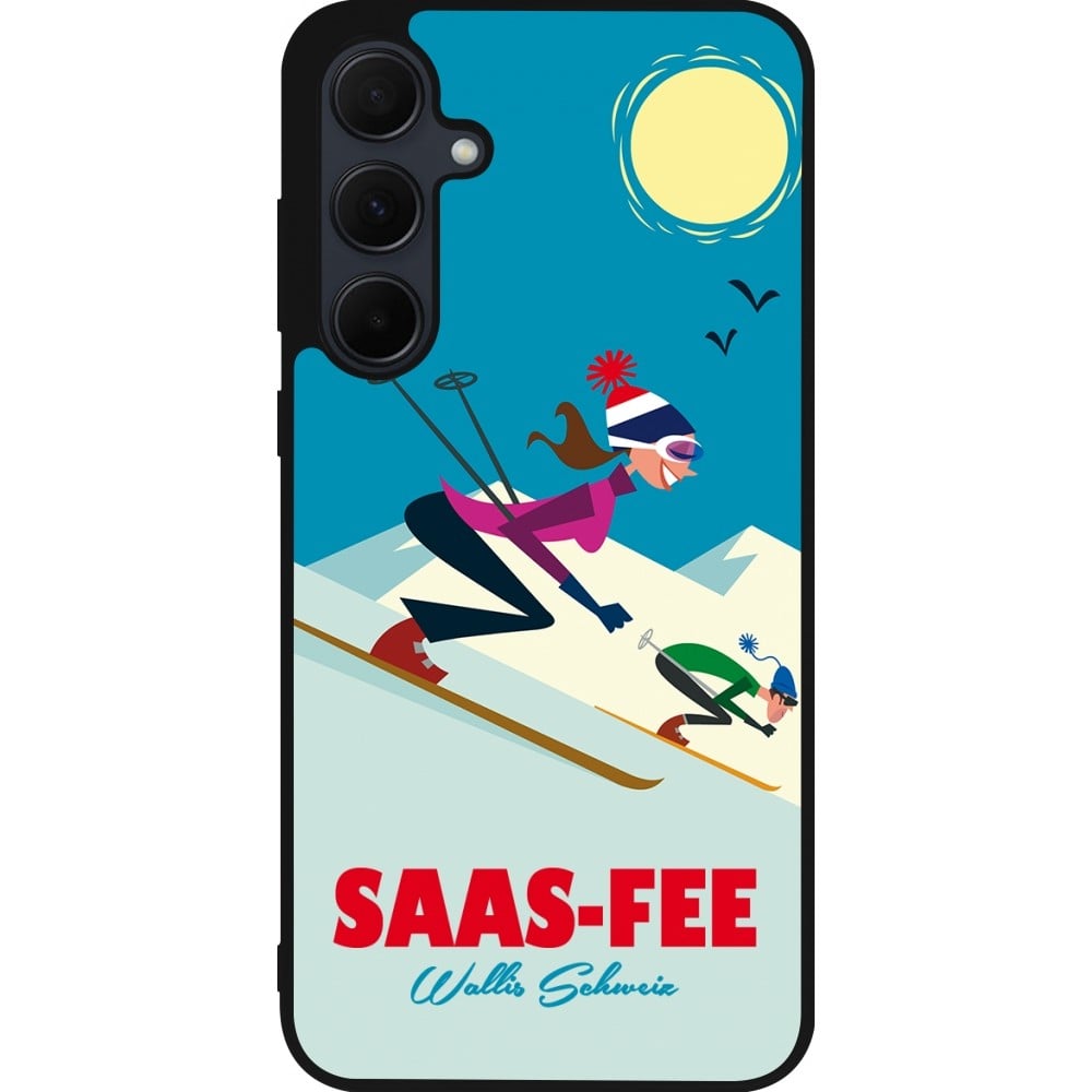 Coque Samsung Galaxy A55 5G - Silicone rigide noir Saas-Fee Ski Downhill