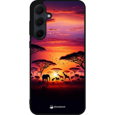 Coque Samsung Galaxy A55 5G - Silicone rigide noir Safari sunset wildlife