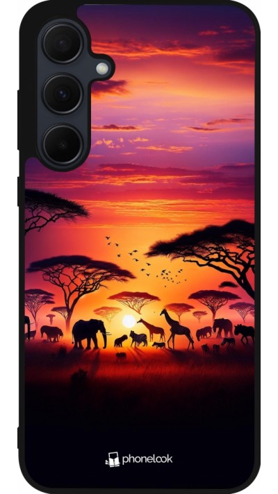 Coque Samsung Galaxy A55 5G - Silicone rigide noir Safari sunset wildlife