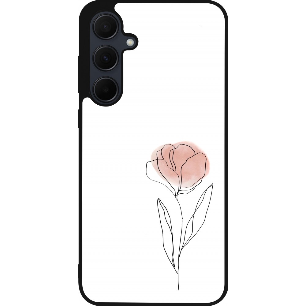 Coque Samsung Galaxy A55 5G - Silicone rigide noir Spring 23 minimalist flower