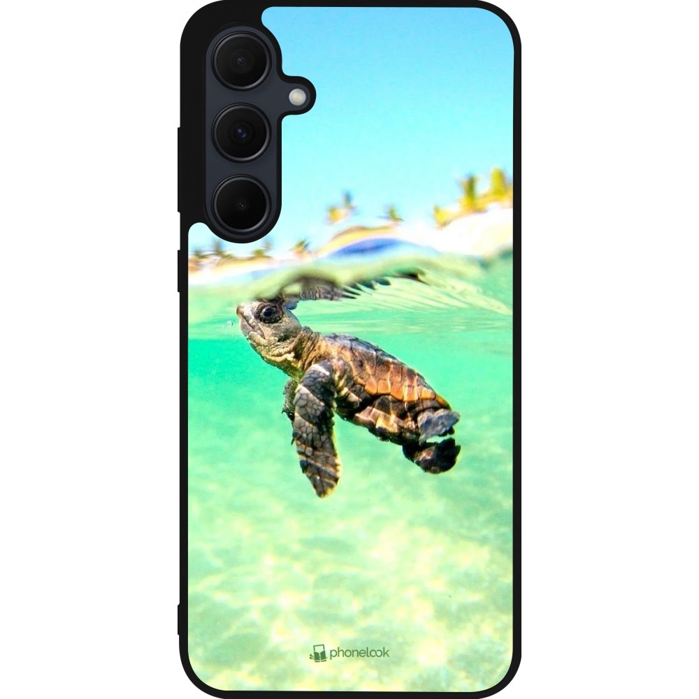 Coque Samsung Galaxy A55 5G - Silicone rigide noir Turtle Underwater