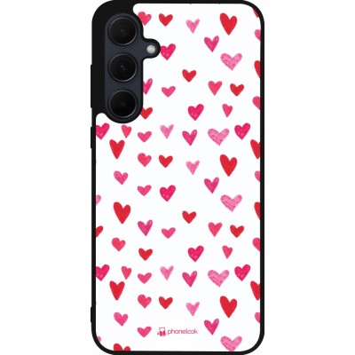 Coque Samsung Galaxy A55 5G - Silicone rigide noir Valentine 2022 Many pink hearts
