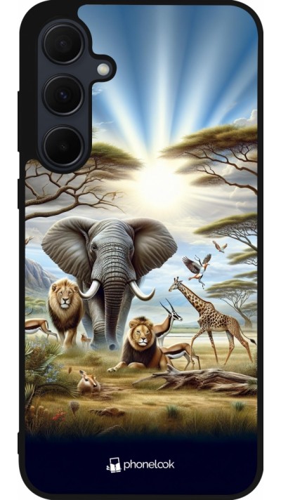 Samsung Galaxy A55 5G Case Hülle - Silikon schwarz Afrikanisches Wildleben