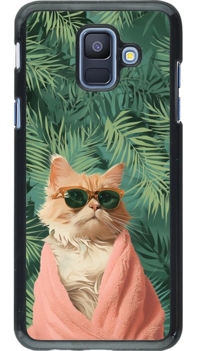 Coque Samsung Galaxy A6 - Cat Summer Palms