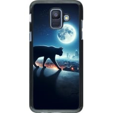 Coque Samsung Galaxy A6 - Chat noir sous la pleine lune