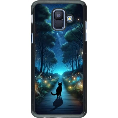 Coque Samsung Galaxy A6 - Chat noir promenade