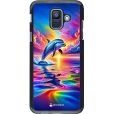 Coque Samsung Galaxy A6 - Dauphin arc-en-ciel heureux