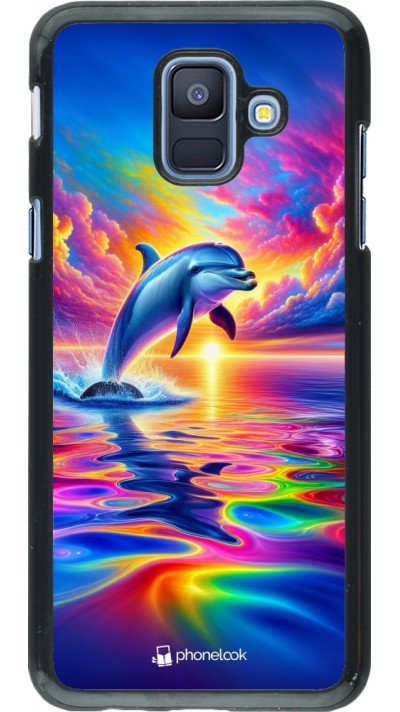 Coque Samsung Galaxy A6 - Dauphin arc-en-ciel heureux