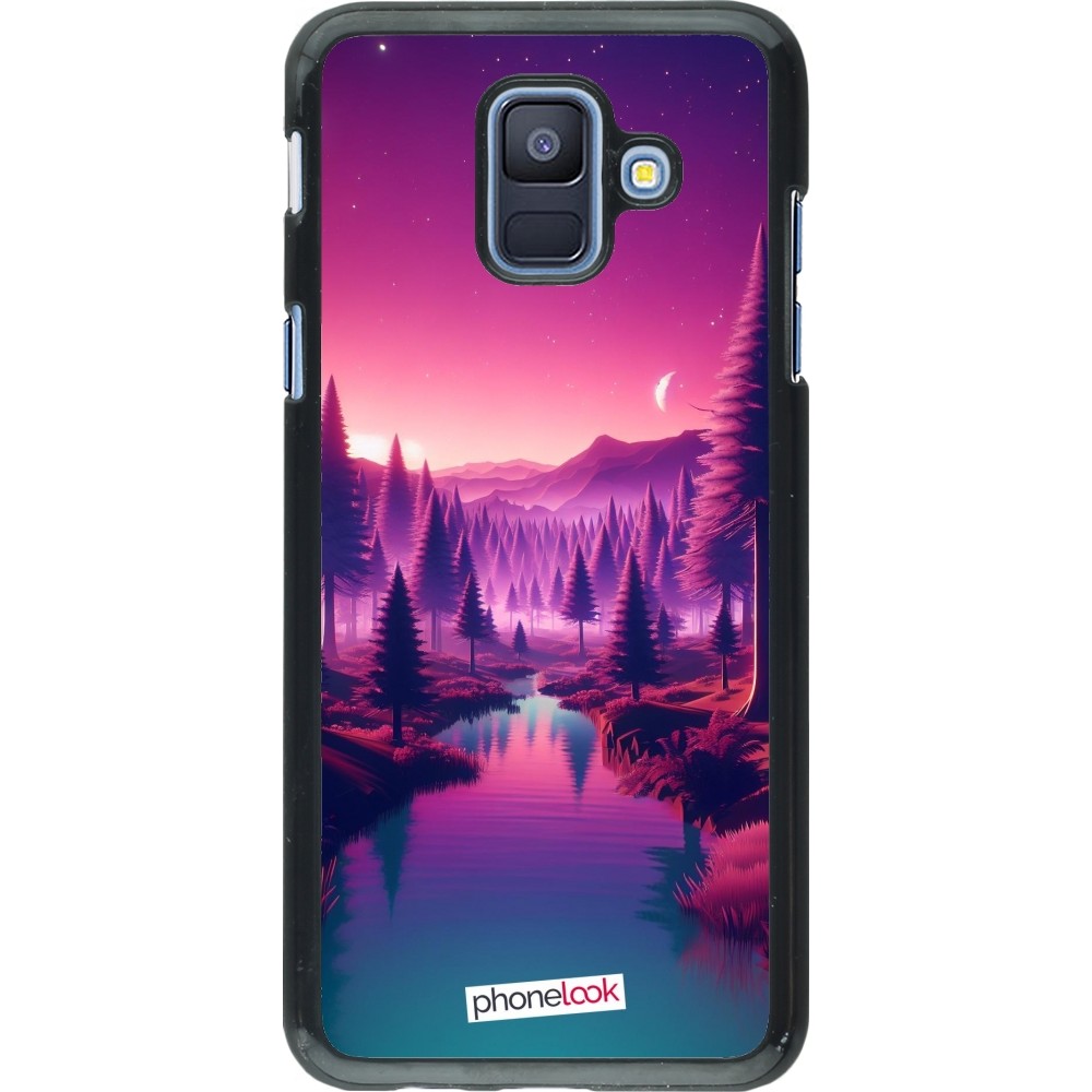 Coque Samsung Galaxy A6 - Paysage Violet-Rose