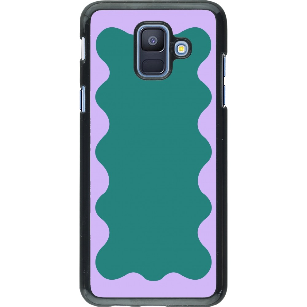 Coque Samsung Galaxy A6 - Wavy Rectangle Green Purple