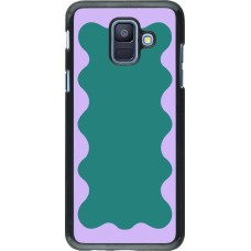 Coque Samsung Galaxy A6 - Wavy Rectangle Green Purple