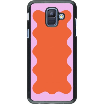 Coque Samsung Galaxy A6 - Wavy Rectangle Orange Pink