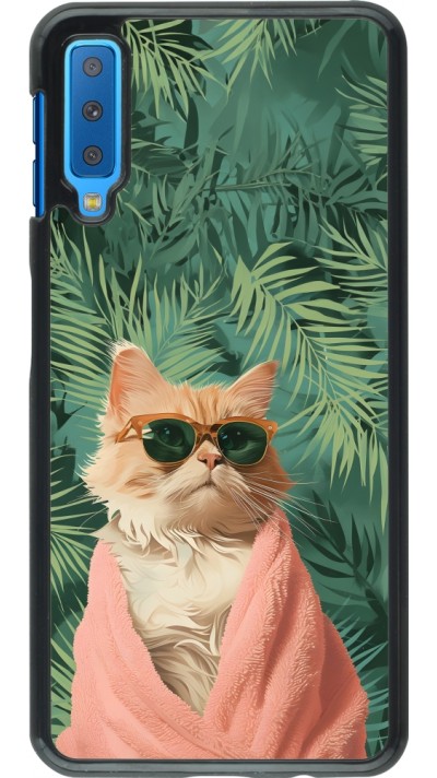 Coque Samsung Galaxy A7 - Cat Summer Palms